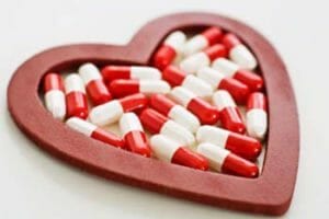 heart with pills
